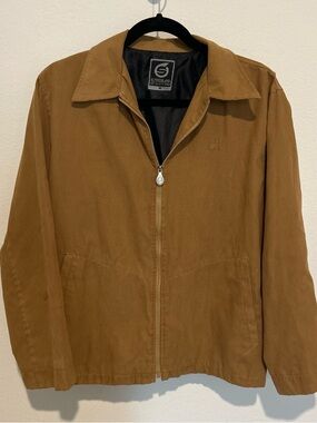 Brown/Tan Men's Faux Suede Zip-Front Jacket